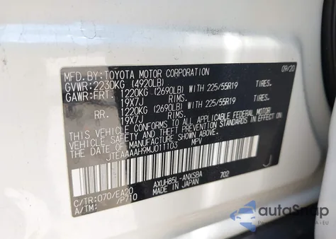 2021 Toyota Venza Limited from USA, damaged, VIN JTEAAAAH9MJ011103